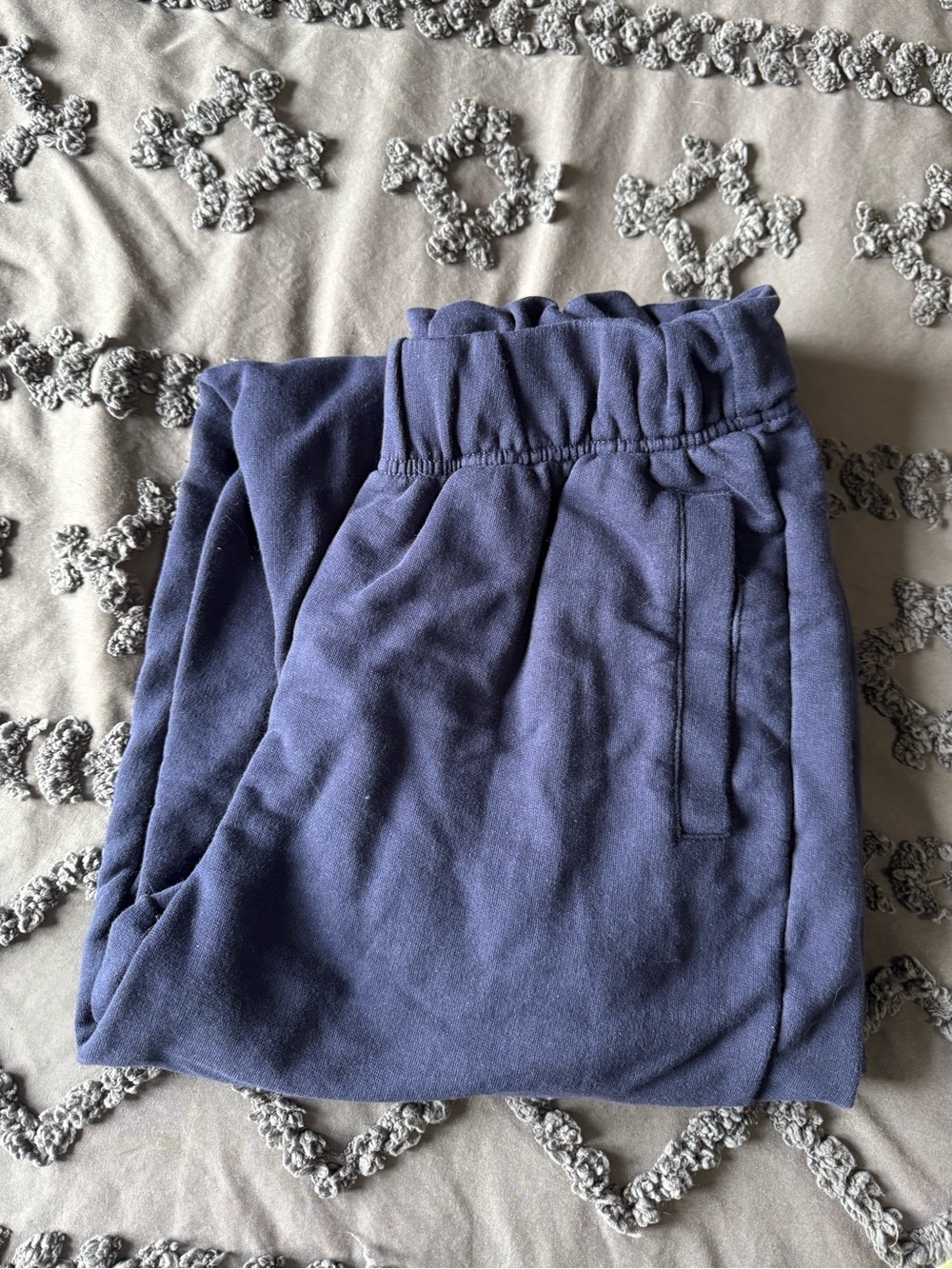 Navy Blue Elastic Waist Jogger Pants